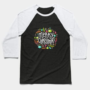 Merry Christmas Lettering #2 Baseball T-Shirt